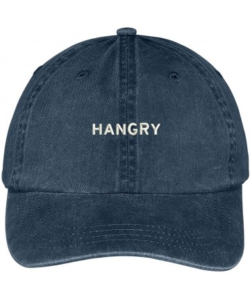 Baseball Caps Hangry Embroidered Pigment Dyed Washed Cotton Cap - Navy - CM12KIK4509 $23.18