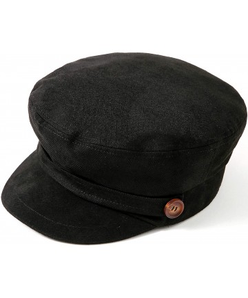 Newsboy Caps Women Fashion Newsboy Cap Bakerboy Cabbie Gatsby Pageboy Visor Beret Hat - Dull Black Hat Amber Button - C118T6L...