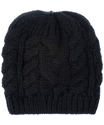 Skullies & Beanies Womens Ponytail Beanie Hat Soft Knit BeanieTail Warm Winter Knit Ribbed Slouchy BeanieTail Hats - Z-black ...