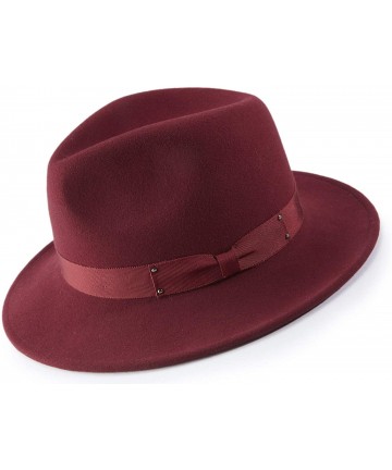 Fedoras Men's 2 1/2 Inch Wide Brim Wool Felt Fedora Hat H70 - Burgundy - C3192E5Z4WK $63.31