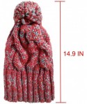 Skullies & Beanies Womens Winter Rainbow Beanie Hat Slouchy Knit Skull Ski Cap with Pom - Mix Red - CB12MZKFKCC $12.25