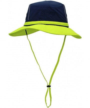 Sun Hats Outdoor Mesh Sun Hat Wide Brim Sun Protection Hat Fishing Hiking Hat - 2-blue Fluorescent Green - CC17YLCAUQS $30.59