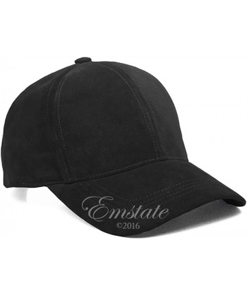Baseball Caps Black Suede Leather Adjustable Baseball Cap Hat Made in USA (One Size) - CJ122DGDYXF $47.17