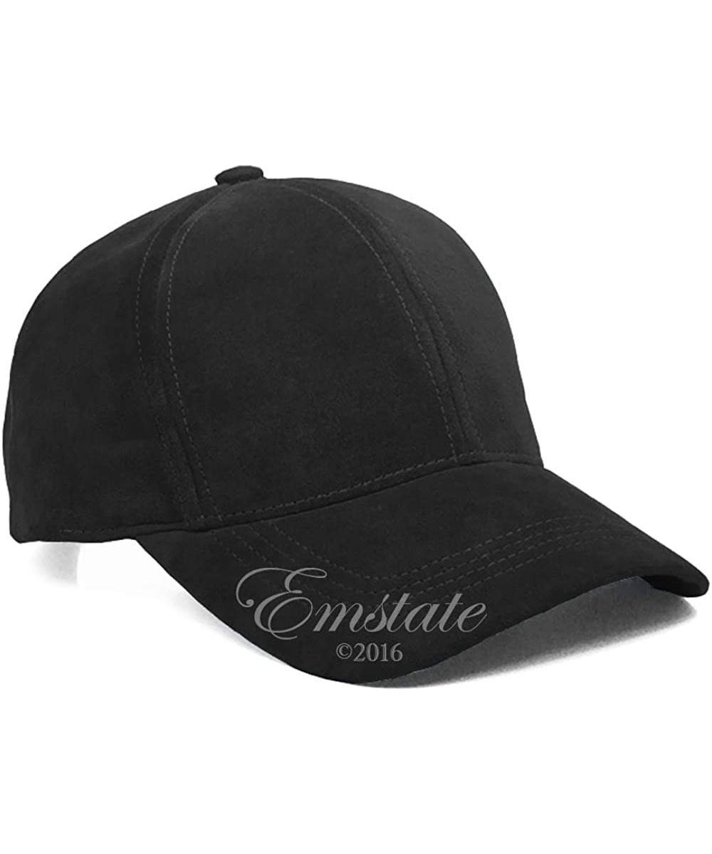 Baseball Caps Black Suede Leather Adjustable Baseball Cap Hat Made in USA (One Size) - CJ122DGDYXF $36.19