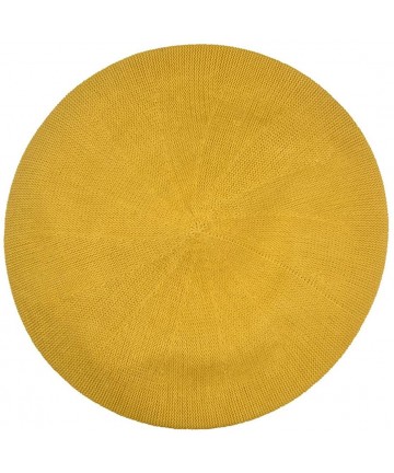 Berets Beret for Women 100% Cotton Solid - Medium/Large - Mustard Yellow - C6184OQOZ22 $32.61