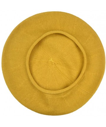Berets Beret for Women 100% Cotton Solid - Medium/Large - Mustard Yellow - C6184OQOZ22 $32.61