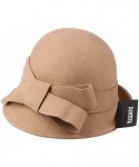 Bucket Hats Womens Wool Felt Bucket Hats with Belt - Khaki - CY12KLNSOFF $21.68