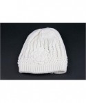 Skullies & Beanies Winter Knit Flower Beanie Hat 333HB - Off White - C1187KMH3M6 $15.25
