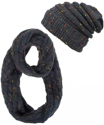Skullies & Beanies Womens Winter Hats Infinity Scarf Set Warm Knit Fleece Slouchy Beanie Hat Gifts - A3-confetti Melange Gray...