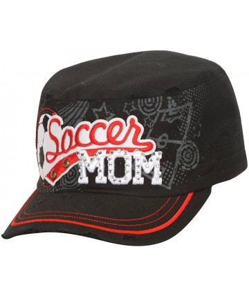 Baseball Caps Sports Mom Distressed Adjustable Cadet Cap - Black - CQ12ODBUYJQ $22.99