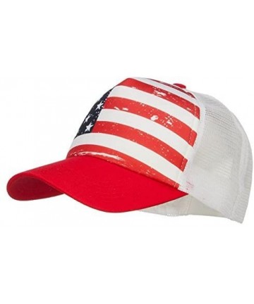 Baseball Caps USA Flag Foam Trucker Cap - White Red - CB12ODVS9OV $11.78