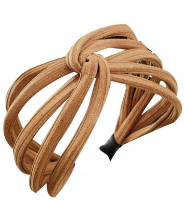 Headbands Fashion Solid Color Wide Multilayer Knotted Hairband Headband Headwear for Women Coffee - Coffee - CG18YA3564L $12.14