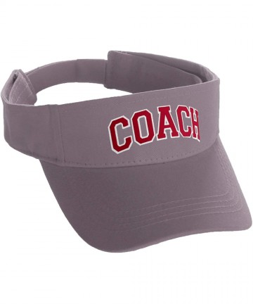 Baseball Caps Classic Sport Team Coach Arched Letters Sun Visor Hat Cap Adjustable Back - L Grey Hat White Red Letters - CC18...