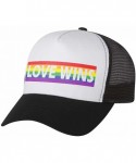 Baseball Caps Love Wins Pride Parade Hat Gay & Lesbian Pride Rainbow Flag Trucker Hat Mesh Cap - Navy/White - CK18CU2DKLX $19.77