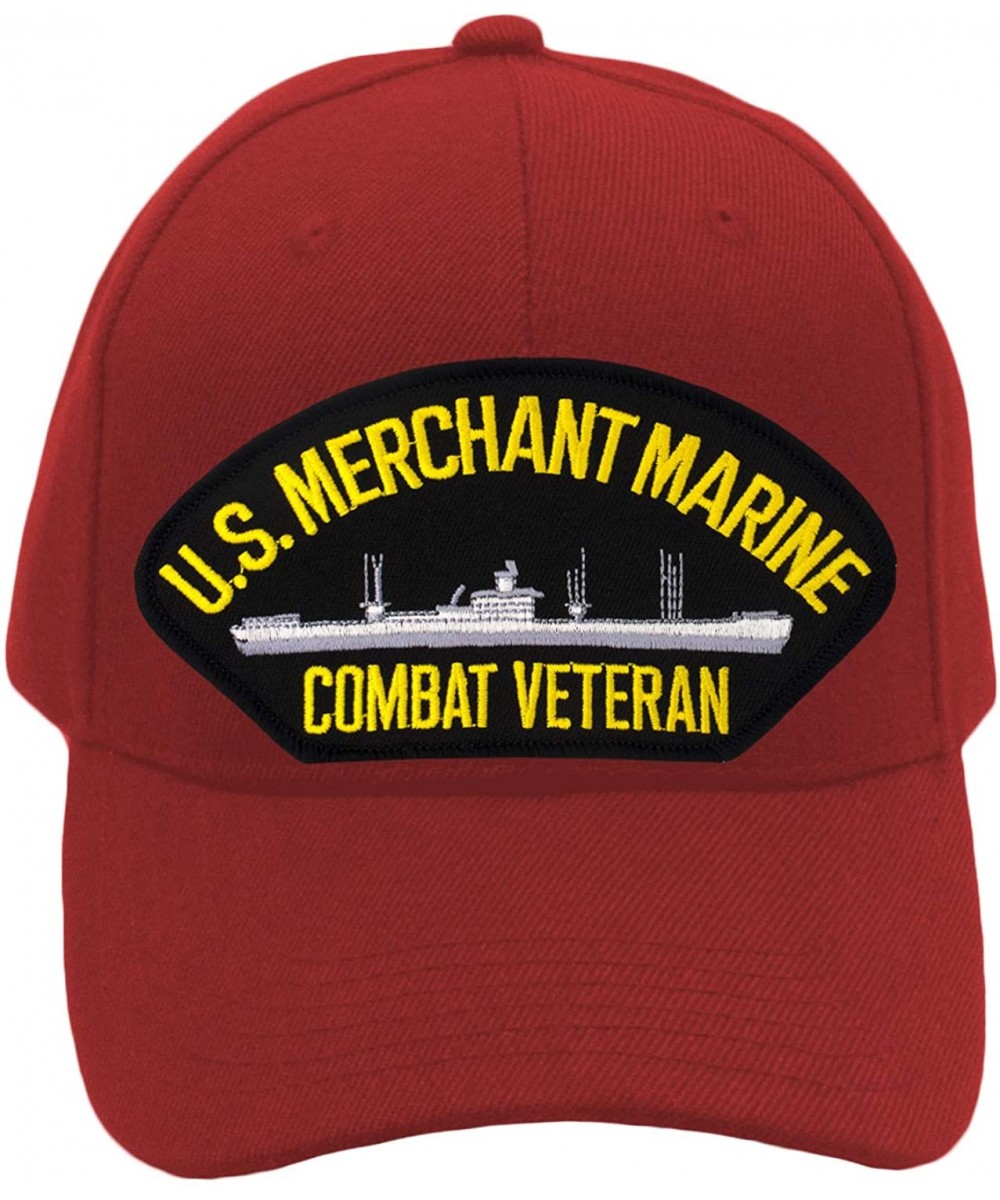 Baseball Caps US Merchant Marine - Combat Veteran Hat/Ballcap Adjustable One Size Fits Most - Red - C518OQYTYO6 $50.92