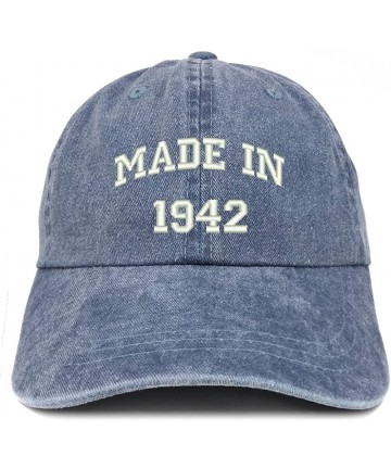 Baseball Caps Made in 1942 Text Embroidered 78th Birthday Washed Cap - Navy - CC18C7IIN6W $26.33