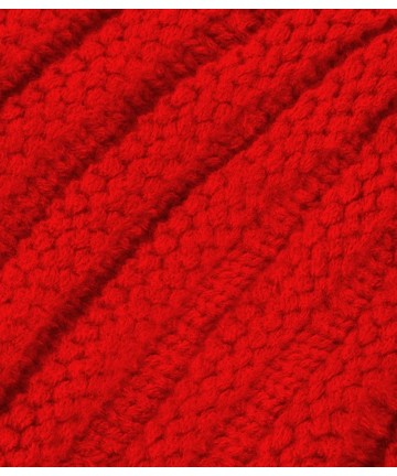 Skullies & Beanies Evony Womens Ribbed Pom Beanie Hat with Warm Fleece Lining - One Size - Red Neon - CN187NC3AOE $24.05