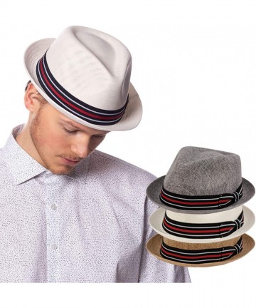 Fedoras Mens Summer Fedora Cuban Style Short Brim Hat - F2261white - C718Q990MGX $34.73