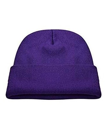 Skullies & Beanies Unisex Beanie Cap Knitted Warm Solid Color and Multi-Color Multi-Packs - 3 Pack - Purple - CX18LZ50UNE $16.05