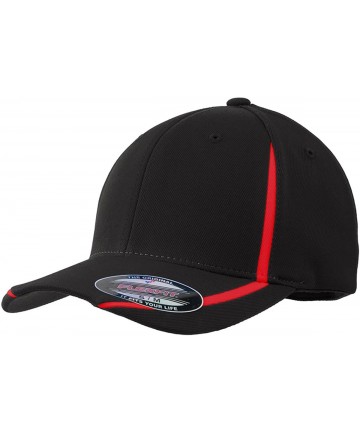 Baseball Caps Men's Flexfit Performance Colorblock Cap - Black/True Red - CR11QDSHLTN $28.22