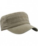 Baseball Caps Men's Cotton Flat Top Peaked Baseball Twill Army Military Corps Hat Cap Visor - 2019 Khaki - CW18R8O5036 $14.05