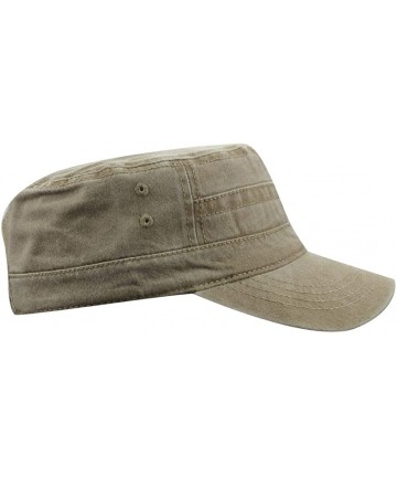 Baseball Caps Men's Cotton Flat Top Peaked Baseball Twill Army Military Corps Hat Cap Visor - 2019 Khaki - CW18R8O5036 $14.05