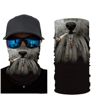 Balaclavas Cool Wolf Lion Print Bandana Balaclava Face Mask Neck Gaiter Scarf Headband for Men Women - Smok Animal - C2197XMQ...