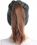 Skullies & Beanies Ponytail Messy Bun Beanie Tail Knit Hole Soft Stretch Cable Winter Hat for Women - 3 Tone Green - CP18X62E...