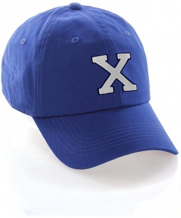 Baseball Caps Customized Letter Intial Baseball Hat A to Z Team Colors- Blue Cap Navy White - Letter X - C018NGS4M04 $17.60