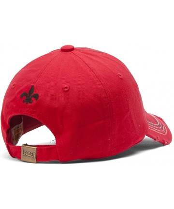 Baseball Caps Beaded Fleur-de-lis Distressed Adjustable Baseball Cap - Red - CW11O3DUW05 $21.61