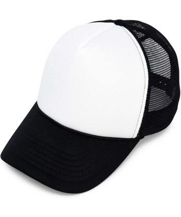 Baseball Caps Two Tone Trucker Hat Summer Mesh Cap with Adjustable Snapback Strap - Black - C1119N21OUX $13.98