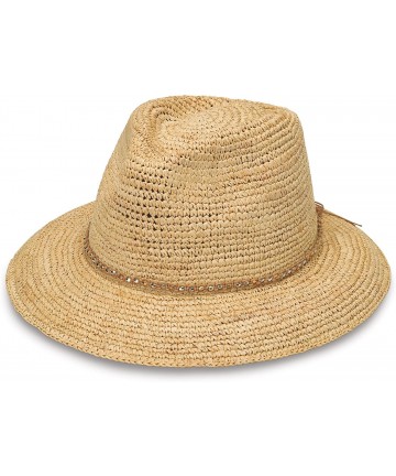 Sun Hats Women's Malibu Fedora Hat - Elegant Fedora- Modern Style- Designed in Australia. - Natural - CX12O2QGL9W $71.03