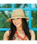 Sun Hats Women's Malibu Fedora Hat - Elegant Fedora- Modern Style- Designed in Australia. - Natural - CX12O2QGL9W $71.03