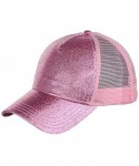 Baseball Caps Ponycap Messy High Bun Ponytail Adjustable Glitter Mesh Trucker Baseball Cap Hair Band As Gift - Pink - C118EH5...