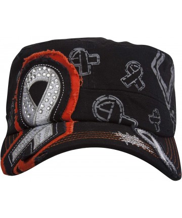 Baseball Caps Womens Print Adjustable Cadet Cap - Black/Orange - Studded Ribbon - CN196LL92KT $14.54