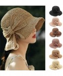 Sun Hats Women Beach Hat Floppy Summer Sun Beach Straw Hat Foldable Wide Brim Lightweight for Girls - Khaki - CK18U508S00 $15.87