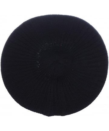 Berets Ladies Winter Solid Chic Slouchy Ribbed Crochet Knit Beret Beanie Hat W/WO Flower Adornment - CM18X5N265U $21.75