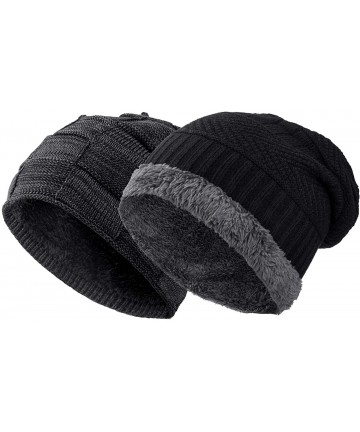Skullies & Beanies 2 Pack Winter Hats for Men Baggy Beanie Ski Snow Skull Cap - 01-black Beanie - CR18LTZR4TS $27.30
