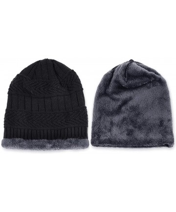 Skullies & Beanies 2 Pack Winter Hats for Men Baggy Beanie Ski Snow Skull Cap - 01-black Beanie - CR18LTZR4TS $21.77
