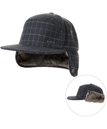 Newsboy Caps Mens Womens Winter Wool Baseball Cap with Ear Flaps Faux Fur Earflap Trapper Hunting Hat for Cold Weather - CY18...
