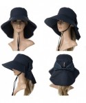 Sun Hats Womens Packable Ponytail Gardening Summer Sun Hat with Neck Flap Chin Strap - 69053navy - CO18RH7KEL5 $30.78