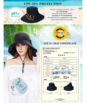 Sun Hats Womens Packable Ponytail Gardening Summer Sun Hat with Neck Flap Chin Strap - 69053navy - CO18RH7KEL5 $30.78