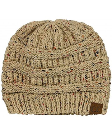 Skullies & Beanies Trendy Warm Chunky Soft Stretch Cable Knit Slouchy Beanie Skully HAT20A - Confetti Latte - CO187YQUG4I $16.06