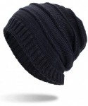 Skullies & Beanies Women Men Warm Baggy Weave Crochet Winter Wool Solid Knit Ski Beanie Skull Caps Hat - Navy - C518HXZHSRO $...