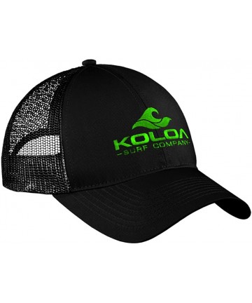 Baseball Caps Old School Curved Bill Mesh Snapback Hats - Black With Green Embroidered Logo - CW17Z3O00W0 $20.17
