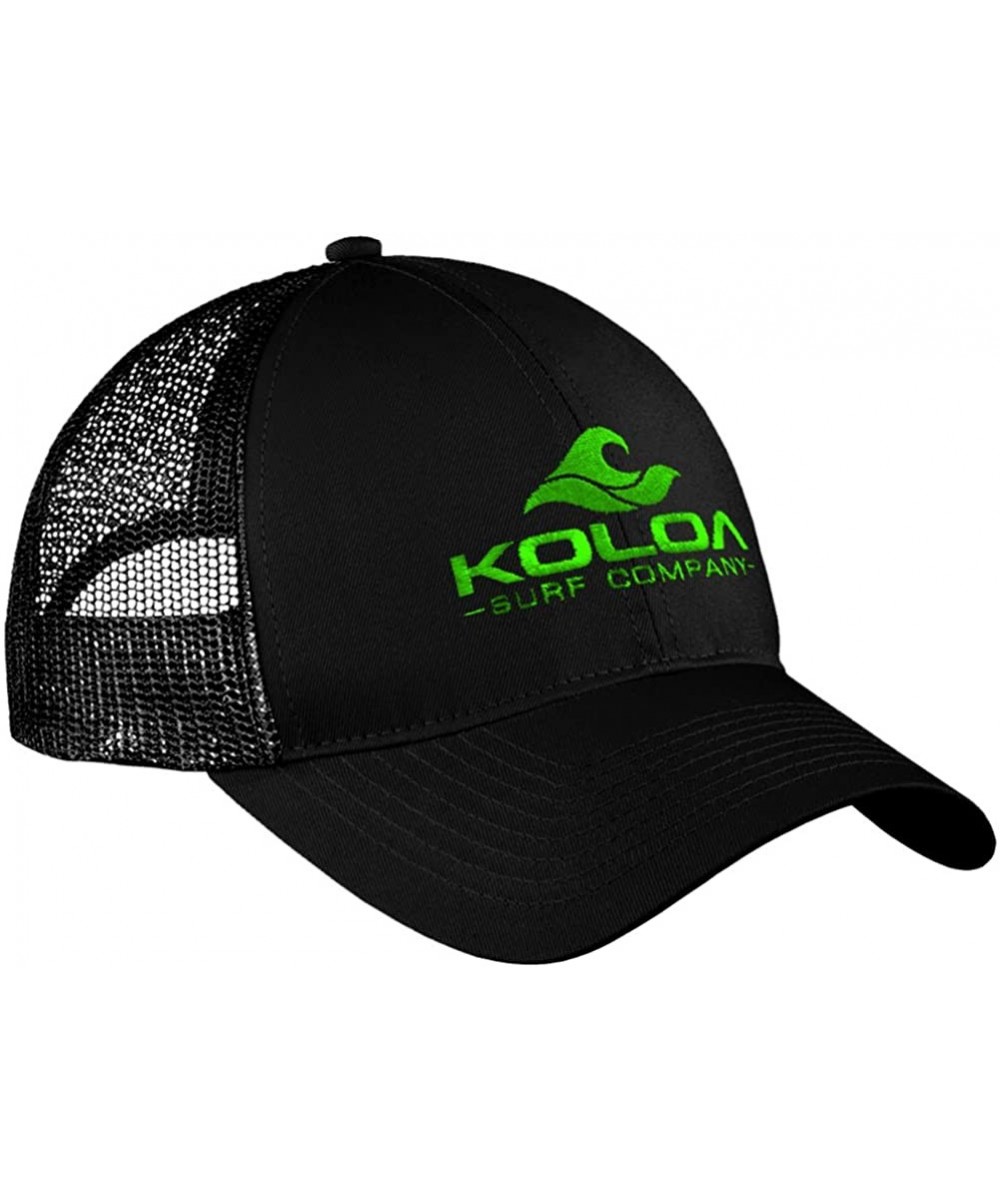 Baseball Caps Old School Curved Bill Mesh Snapback Hats - Black With Green Embroidered Logo - CW17Z3O00W0 $20.17
