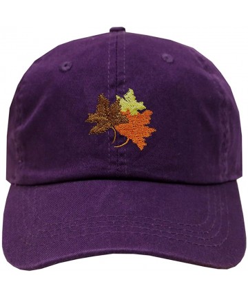 Baseball Caps Fall Leaves Cotton Baseball Dad Caps - Multi Colors - Purple - CO18IZCHEM3 $16.25