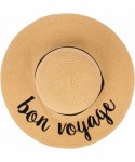 Sun Hats Exclusives Straw Embroidered Lettering Floppy Brim Sun Hat (ST-2017) - Bon Voyage - C717Z6GA4KT $22.88