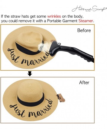Sun Hats Exclusives Straw Embroidered Lettering Floppy Brim Sun Hat (ST-2017) - Bon Voyage - C717Z6GA4KT $22.88