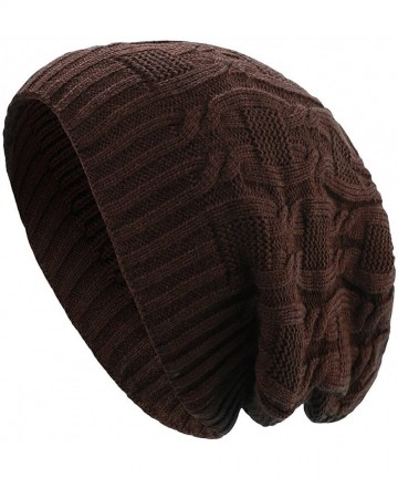 Skullies & Beanies Women Thick Slouchy Knit Winter Hat Oversized Baggy Long Beanie Cap - Brown - CK12MAUC49O $17.23
